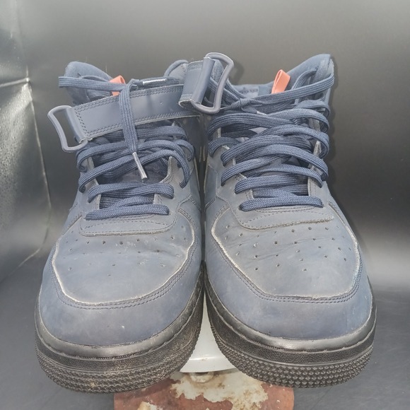 Nike Air Force 1 Obsidian BQ4592-400 Mid Sneakers Navy & Orange Men's Sz 13 FUC - Picture 6 of 13